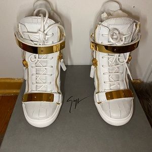 Giuseppe Zanotti white sneaker wedge heel